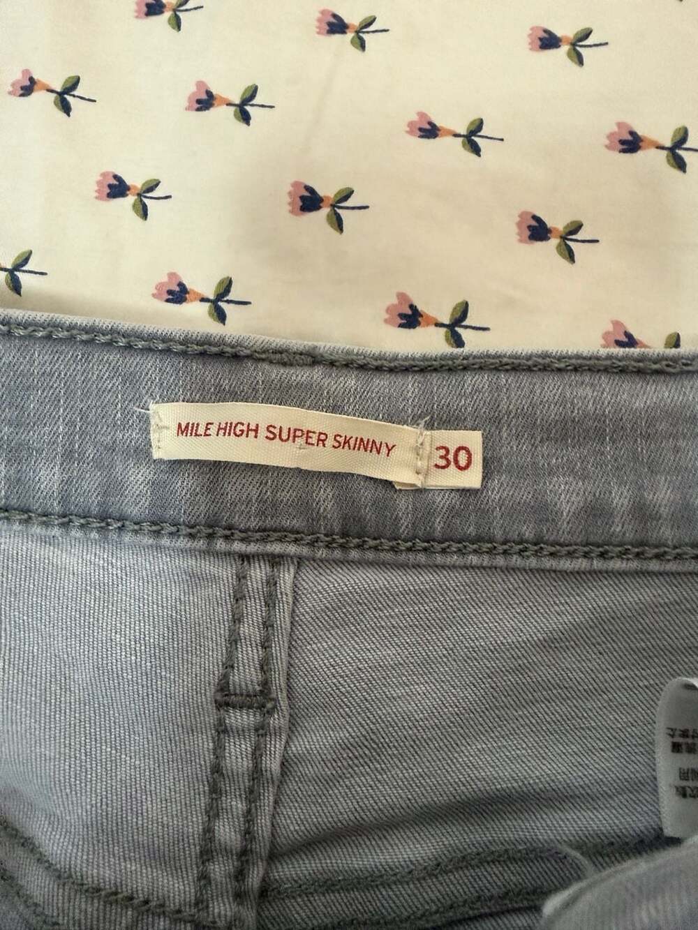 Levi's Mile High Super Skinny Gray Denim Jeans Size 30 - Picture 2 of 6